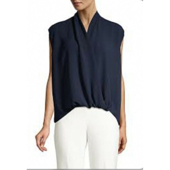 Trina Turk Tops - NWT Trina Turk Women's Wrap Navy Blue Short Sleeve CONCOURSE 2 Top Size M/L